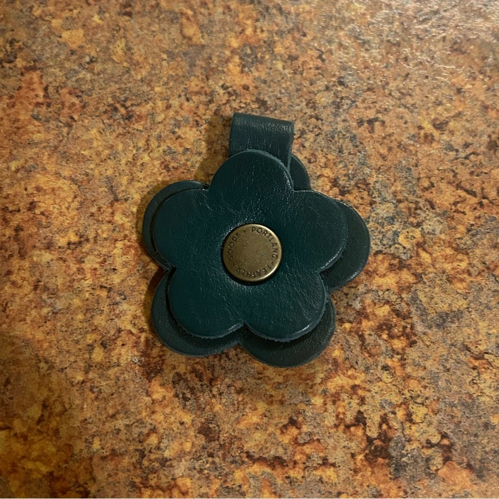 Portland Leather Goods NEW dark teal flower clip